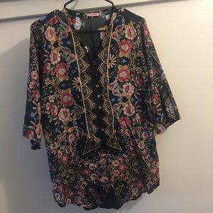 “Johnny Was” floral, silk blouse.